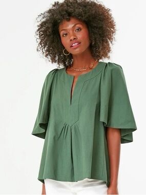 Tuckernuck Pomander Place Forest Green Finley Flutter Sleeve Top